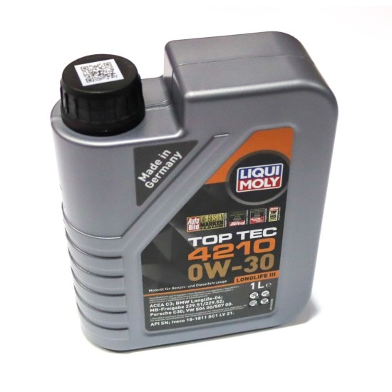 2 x Liqui Moly Top Tec 4210 0W-30 Engine Oil - Synthetic Technology 1L | 21604