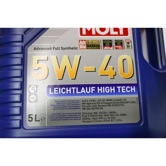 2 x Liqui Moly Leicht­lauf High Tech 5W-40 Engine Oil - 5L | 2328